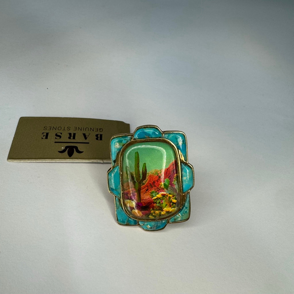 BARSE Scenic Desert Sedona Turquoise Golden Ring Southwest Size 6 - Picture 5 of 5
